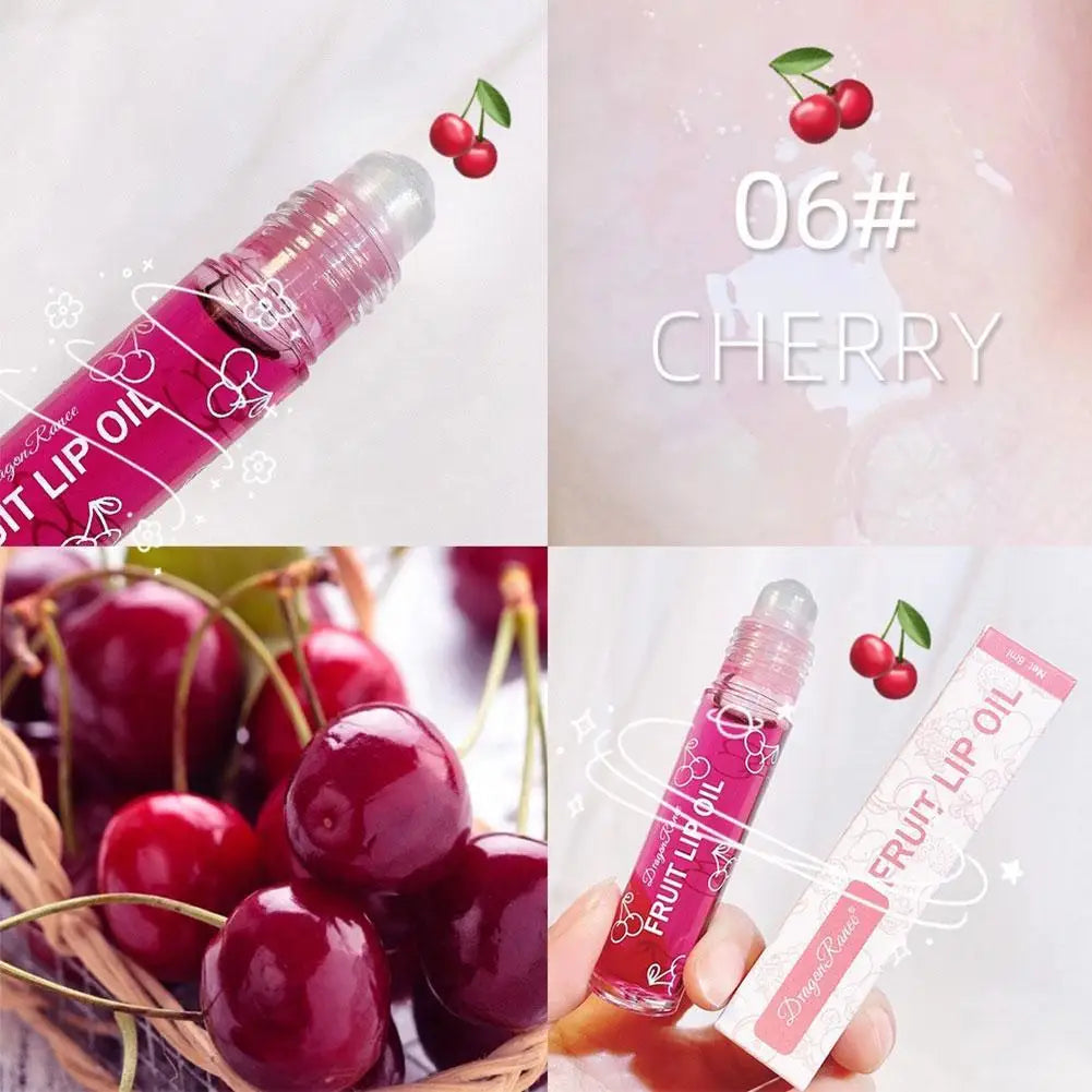 6 Colors Roll-on Fruit Essence Lip Balm LIP Gloss Fruity Lip Oil Gloss Moisturizing Lip Balm Transparent Lip Oil Mirror Randomly