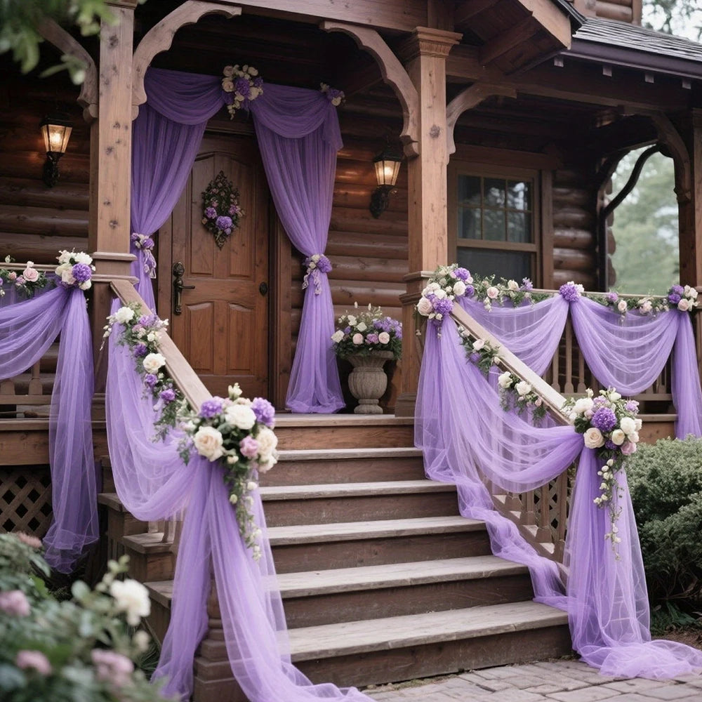 Mesh Gauze Backdrop Curtain Parties Wrinkle Free Photo Curtains Backdrop Drapes Fabric Decoration for Birthday Party Wedding