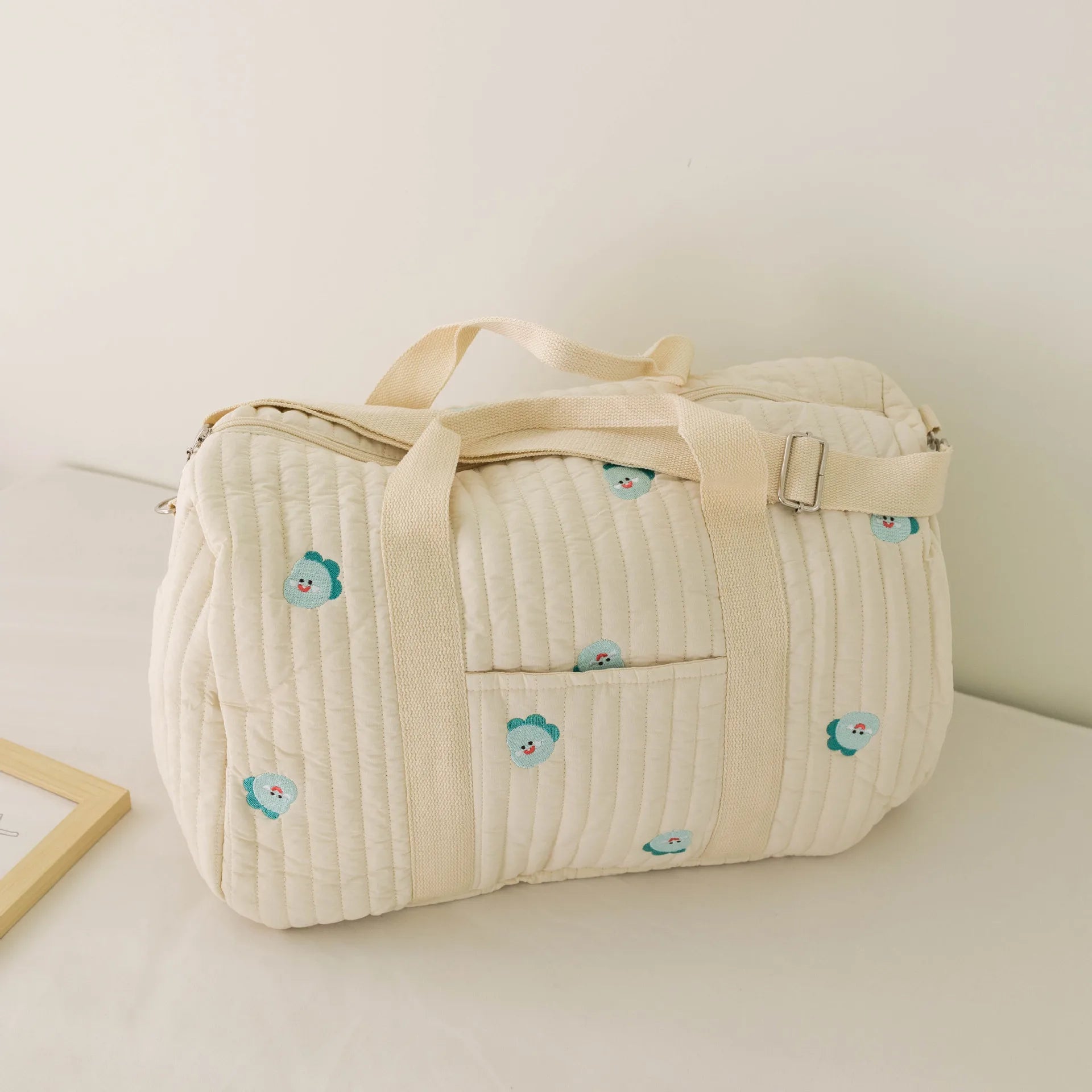 I YAN Mommy Bear Maternity Diaper Bag with stroller straps and multiple compartments, portable baby nappy organizer and travel tote