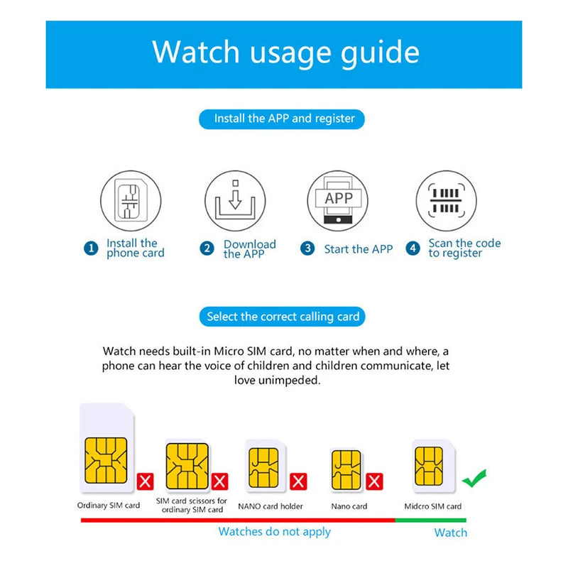 Kids Smart Watch SOS GPS Location Phone Call Sim Card Child Smart Watch Camera Waterproof Upgrade Watch For Kids Gift