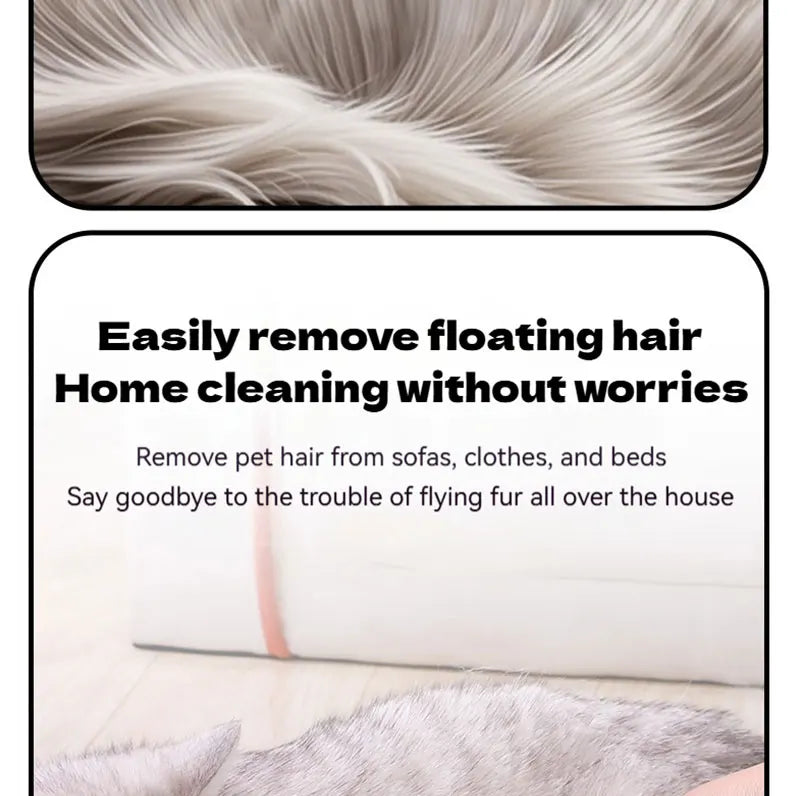 I YAN portable cat and dog hair vacuum cleaner with electric massage, dual-purpose grooming and cleaning device, shown in use.