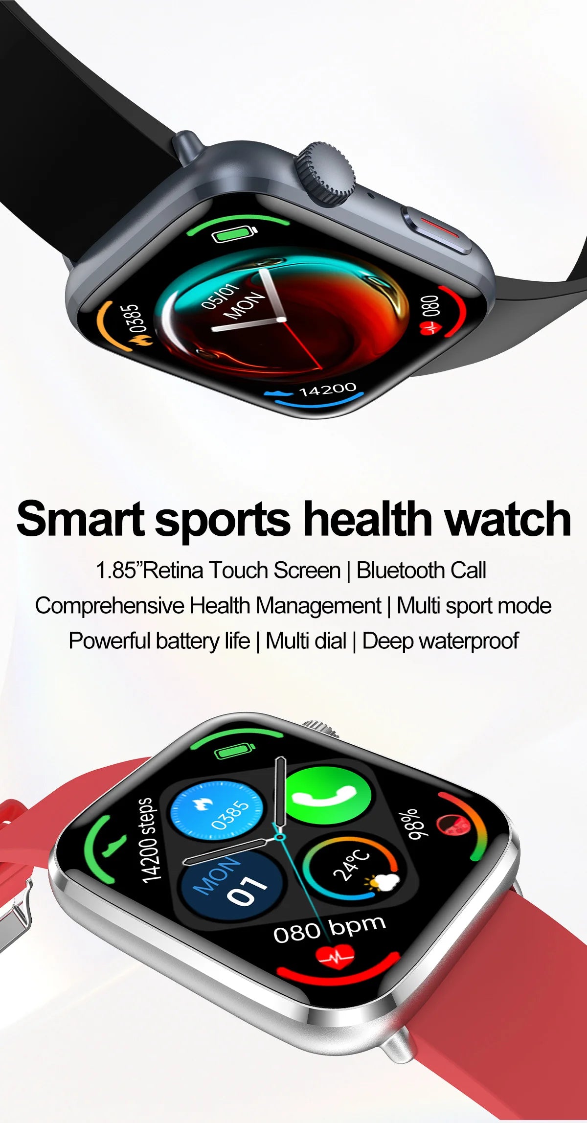 New Fashion NC SmartWatch For Men 1.85'' 240*284 AMOLED Screen Bluetooth Call Health Monitor Waterproof Sport Smartwatches Women