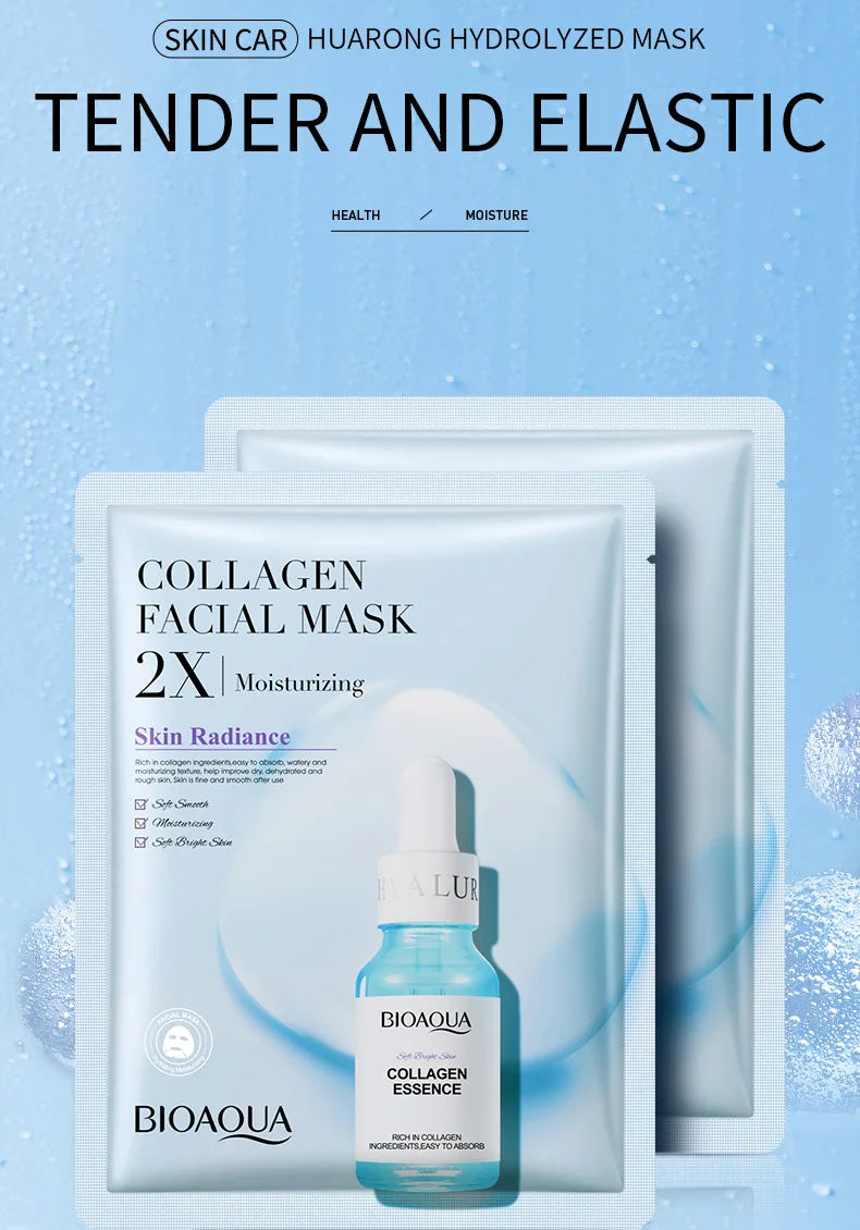 10pcs BIOAQUA Centella Collagen Face Mask Moisturizing Refreshing Sheet Masks Hyaluronic Acid Facial Mask Skin Care Products