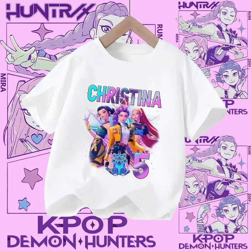 Soft Cotton T-Shirt for Girls  Movie Design Children's Clothing Gifts K-Pop Demon Hunters Fans Fashionable Casual Tops Summer