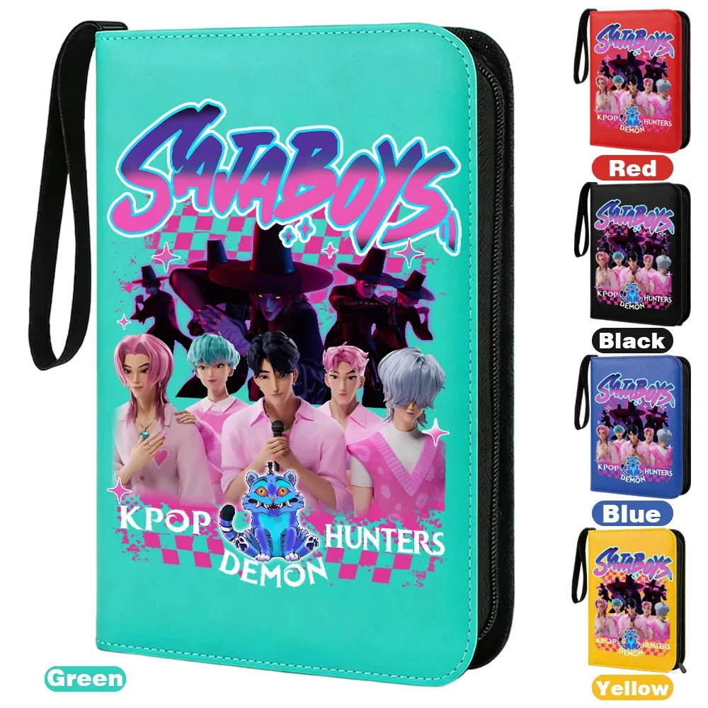 I YAN Demon Hunters Card Album Binder with 400 pockets, PU zipper holder, designed for collectible cards and stationery storage.