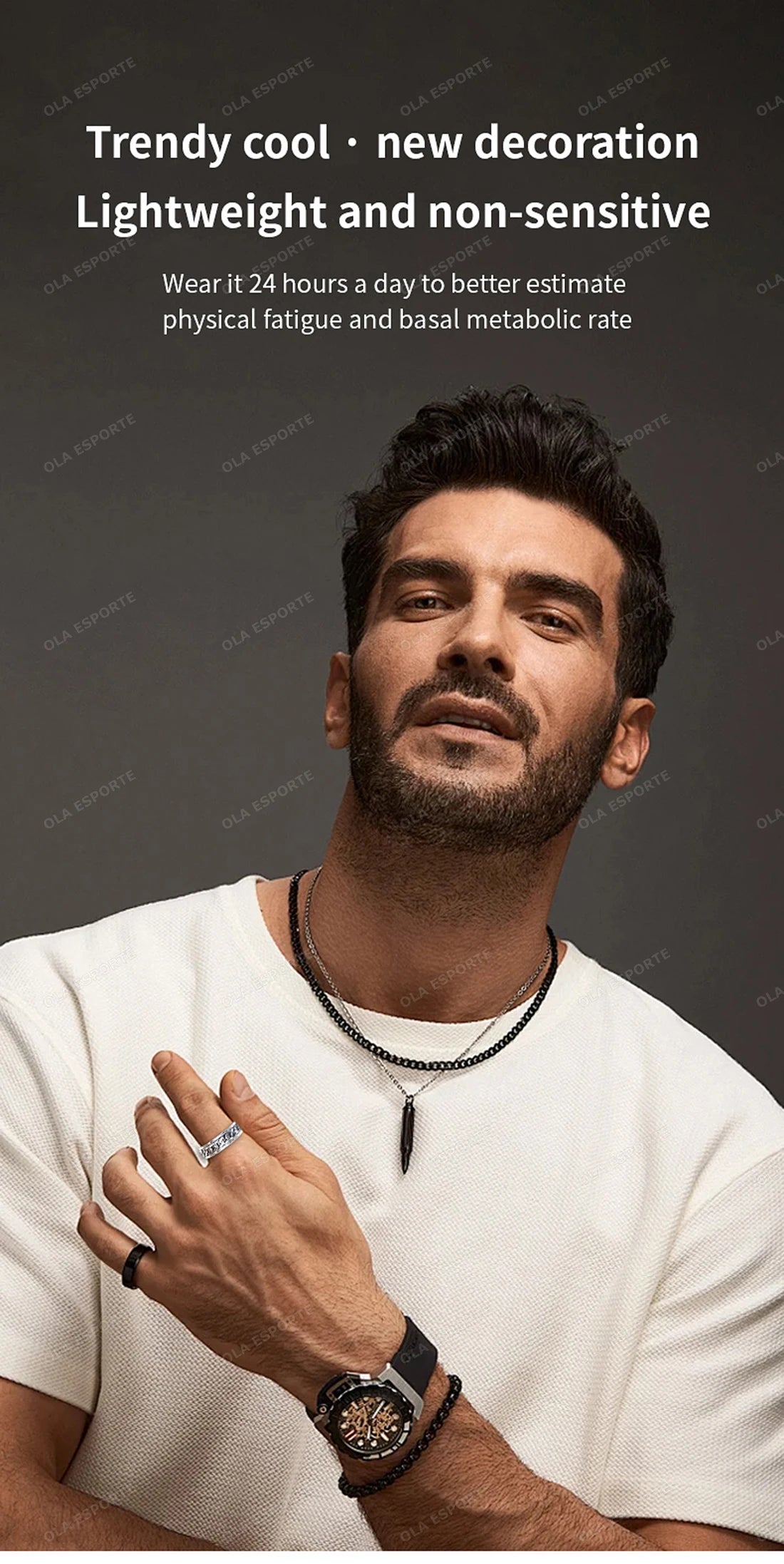 2025 New Smart Ring 360° rotation Chain Bluetooth Health Monitor Blood Oxygen Sleep Heart Rate Multi-sport Modes Men Women Rings