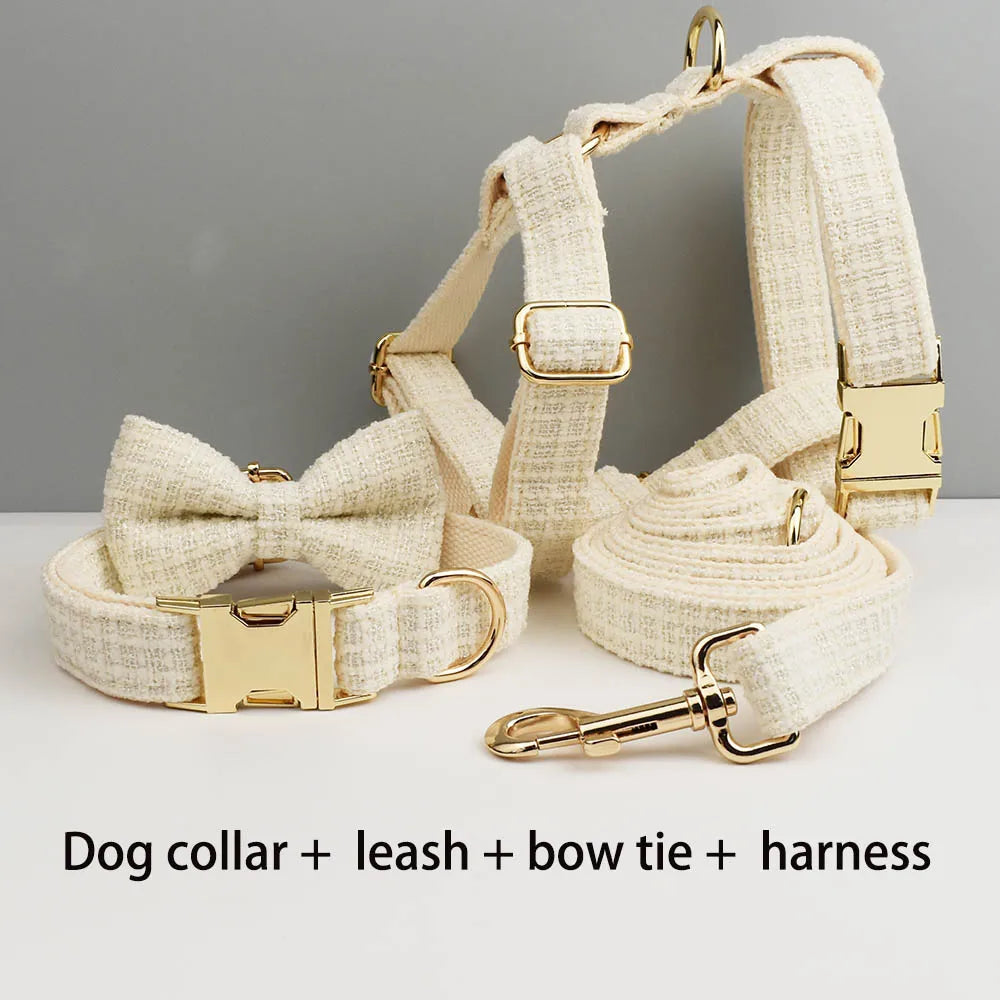 Custom Engraved Nameplate Dog Collar Leash Harness Set Personalized Pet Accessories for Dogs