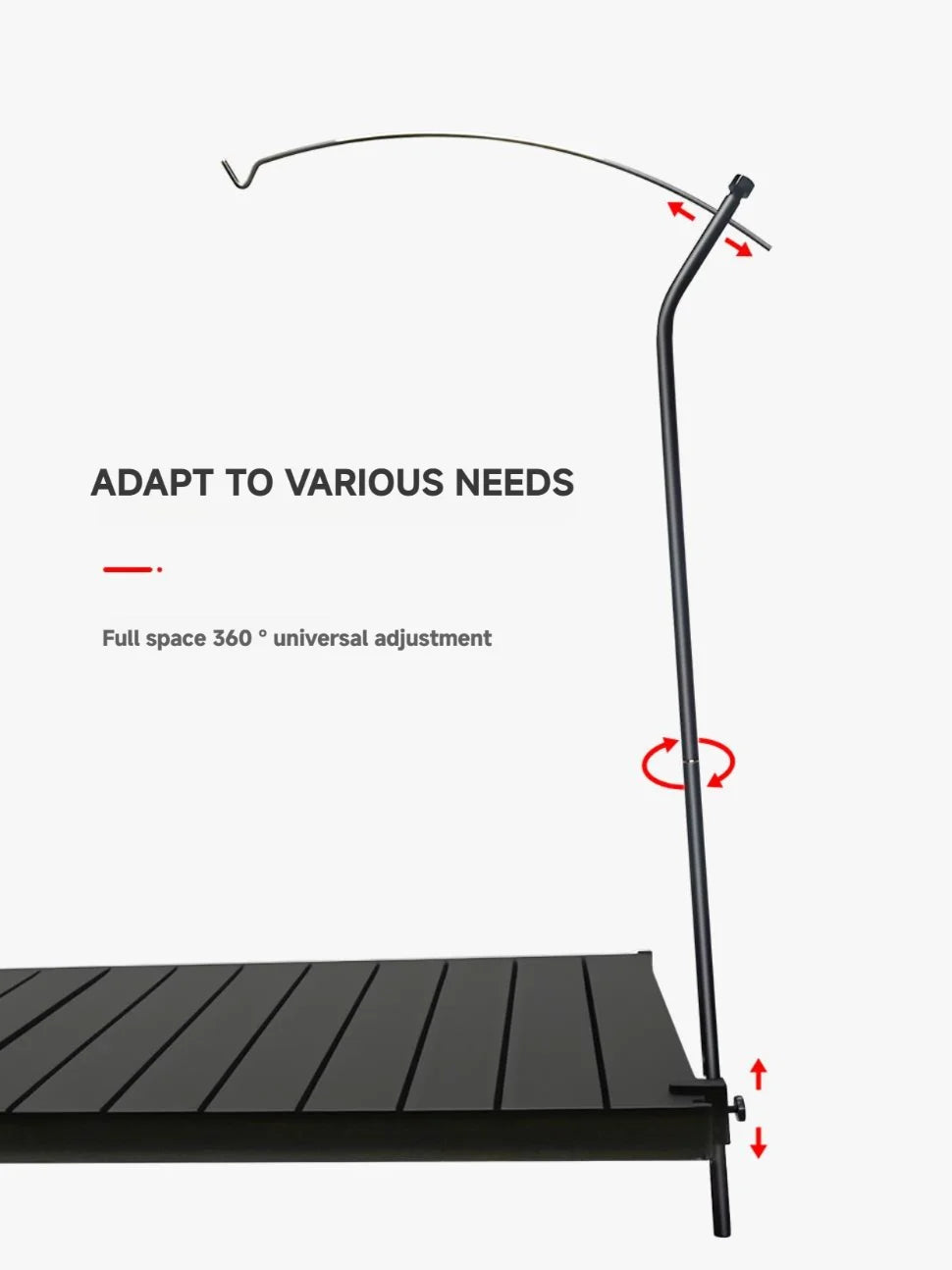 WESTTUNE Outdoor Lamp Stand Hook 360° Full space adjustment Lamp Pole Stand Portable Folding Camping Lantern Stands for Picnic