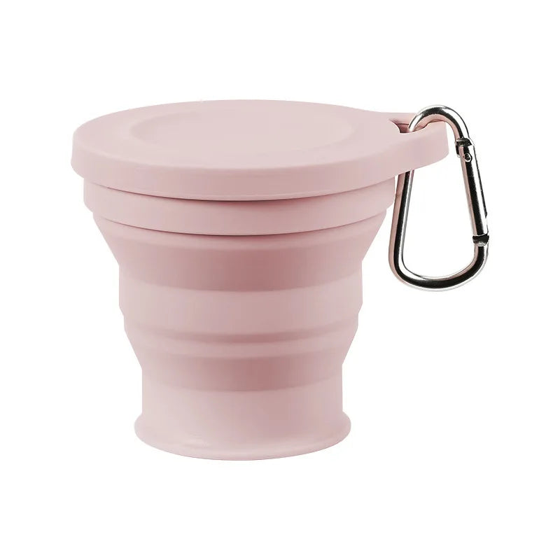Portable Silicone Folding Cup with Hanging Hole Collapsible Outdoor Water Cup for Camping Hiking Travel