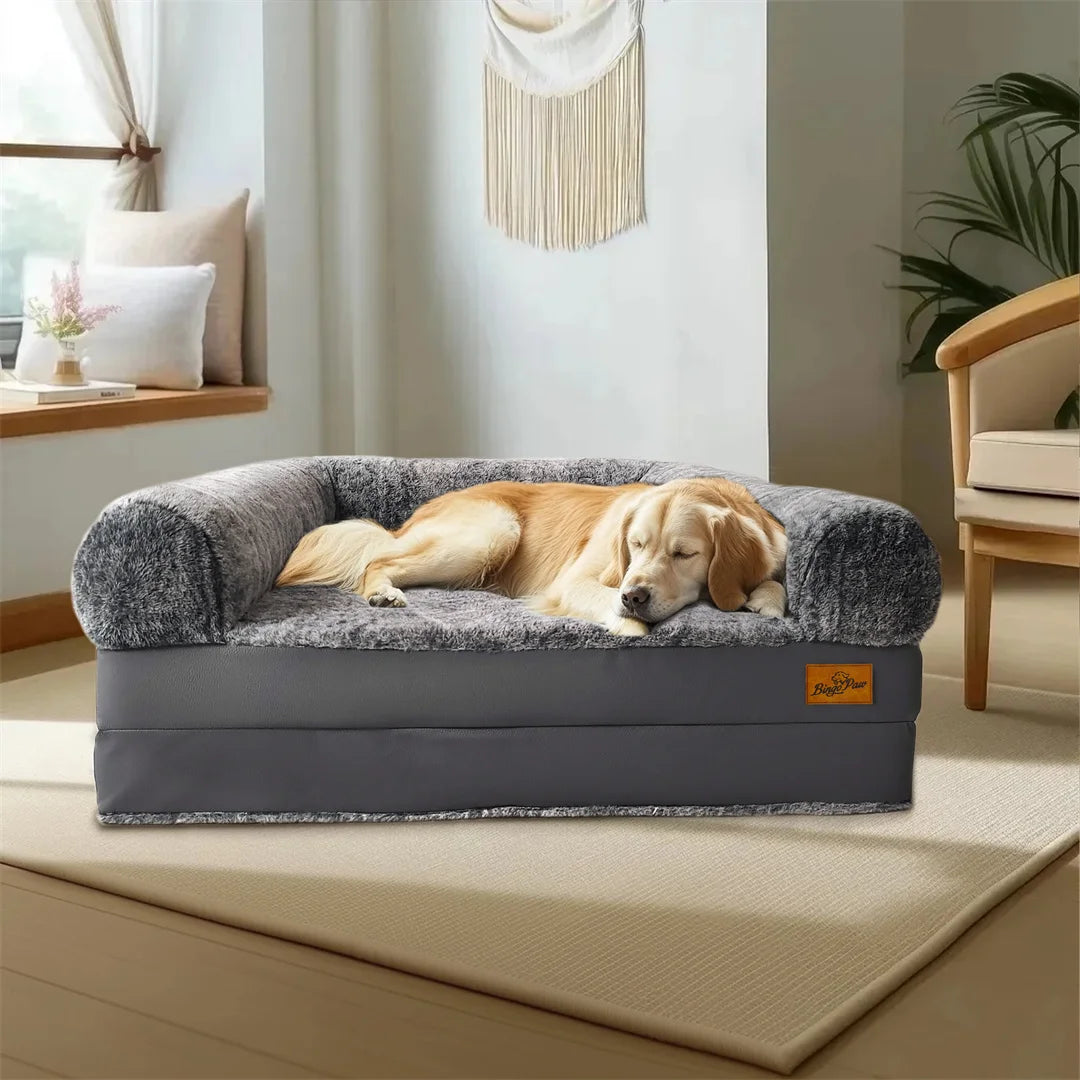 I YAN 180cm giant dog bed with plush cover, foldable orthopedic pet bed designed for large dogs, calming and comfortable.