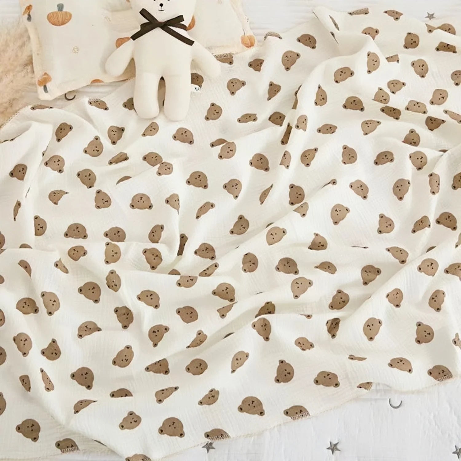 Soft cotton muslin baby receiving blankets from I YAN, 80x80cm swaddle blankets for newborns, suitable for girls and boys.