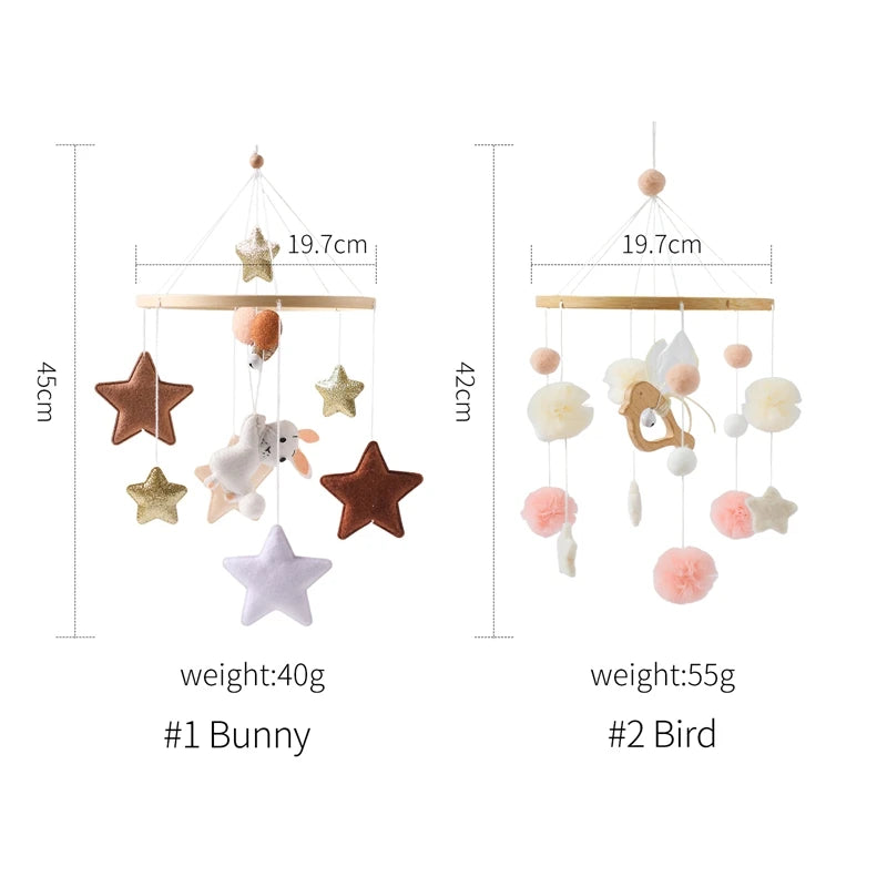 Hot Air Balloon Wooden Baby Crib Mobile – Musical Bed Bell & Rattles for Newborns 0–12M - I YAN