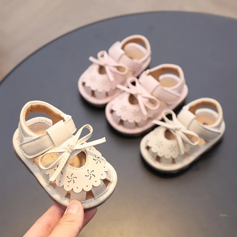 Baby Walking Shoes Package Head Call Sandals Soft Bottom Non-slip Hollow Breathable Casual Shoes 0-2 Years Old Princess Shoes