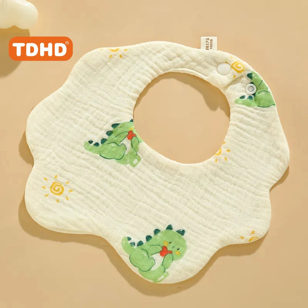 TDHD 3PCS Cotton Gauze Baby Feeding Bibs Summer Soft Petal Baby Printed Drooling Towel Newborn Toddler Baby Burp Cloth Children'