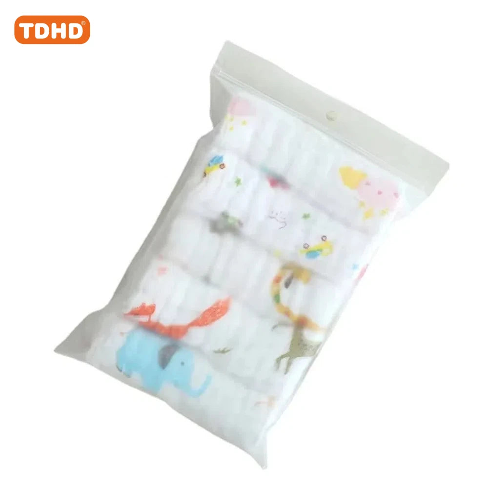 Baby Gauze Saliva Towels 5-Pack Pure Cotton 6-Layer – Absorbent Burp Cloths for Newborns 0-12M - I YAN