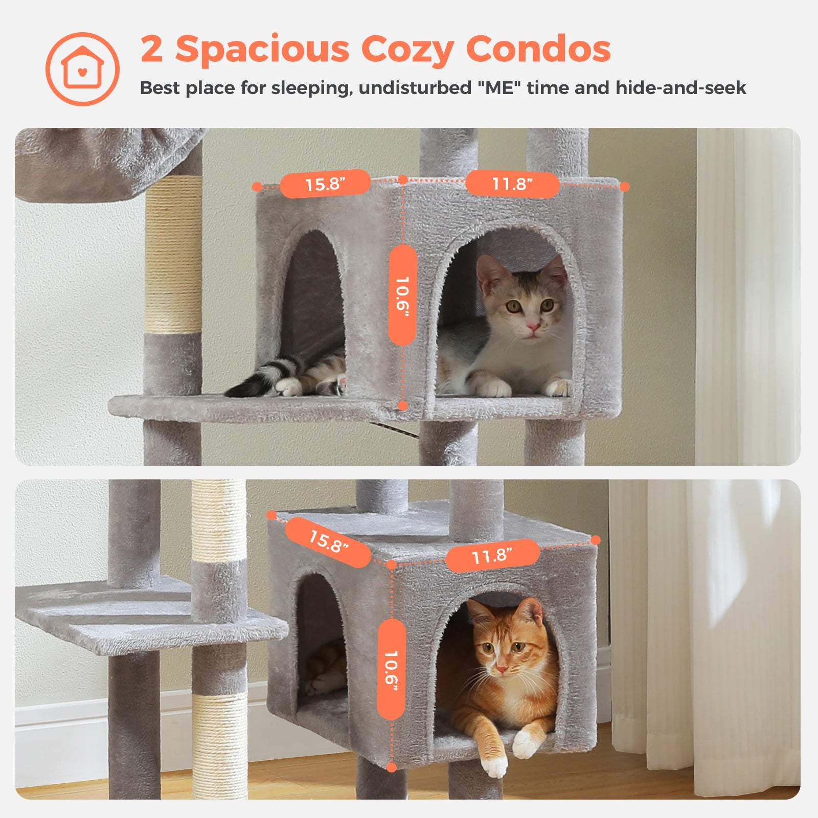 Tall Cat Tree for Indoor Cats Big Cat Tower with Super Large Hammock Cat Climbing Tree with Scratching Posts Condo House Black