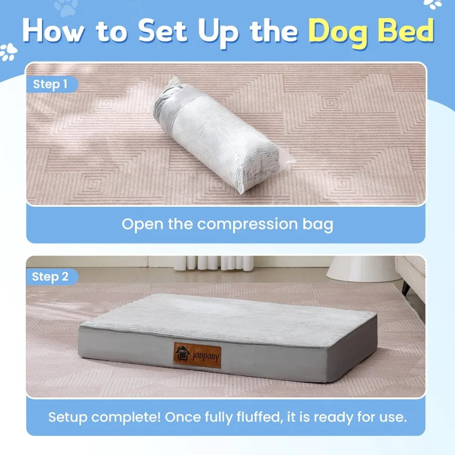 Large orthopedic dog bed with egg crate foam and washable waterproof cover by I YAN, providing comfort and support for big dogs.