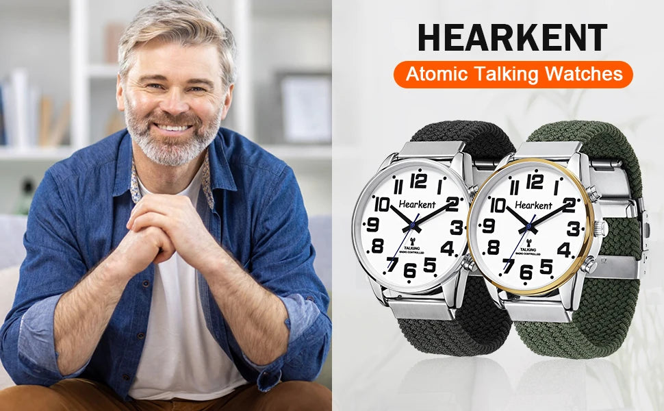 Hearkent English Talking Watch for Blind Men Visually Impaired with Alarm Hourly Chime Wristwatches Clock Big Number for Elderly - I YAN