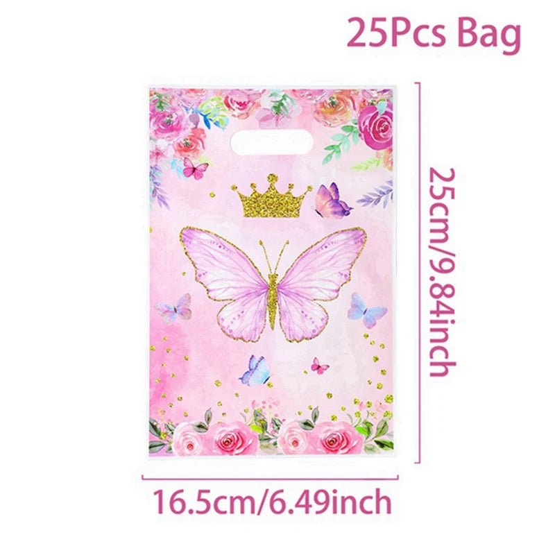 Butterfly Birthday Party Decoration Kids Girls Butterfly Party Disposable Tableware Paper Cup Plate Birthday Baby Shower Party - I YAN