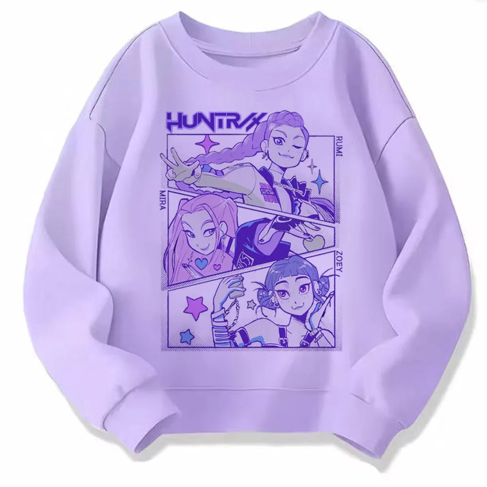 Movie Fans Gift Hoodie Girls Kids Huntrix Kpop Demon Hunters Children's Sweatshirt Cute Tiger Harajuku Hoody for Boys Girls