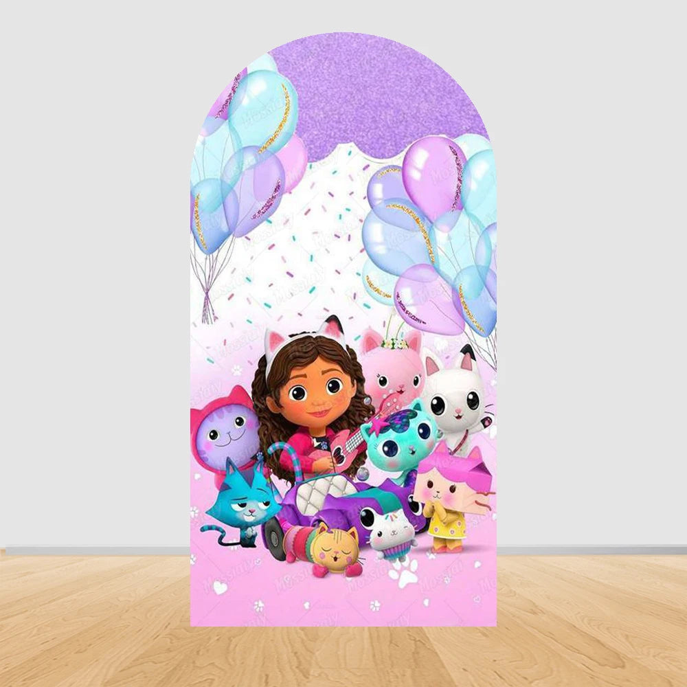 Colorful Gabby Dollhouse Arch Backgrounds Children Birthday Party Decoration Photography Backdrop Photo Studio Shoot Supplies