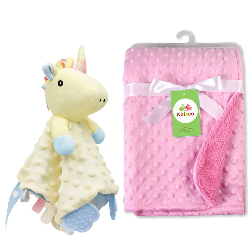 Custom name baby blanket by I YAN, soft minky dot 2-in-1 blanket and lovey set for boys and girls