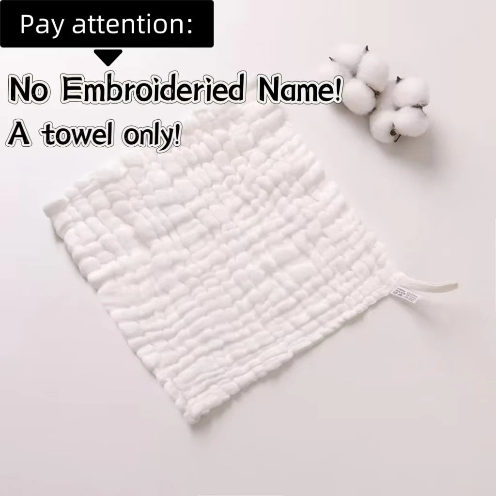 Organic cotton personalized baby burp cloth with cute embroidered rabbit and name, soothing towel for baby care by I YAN