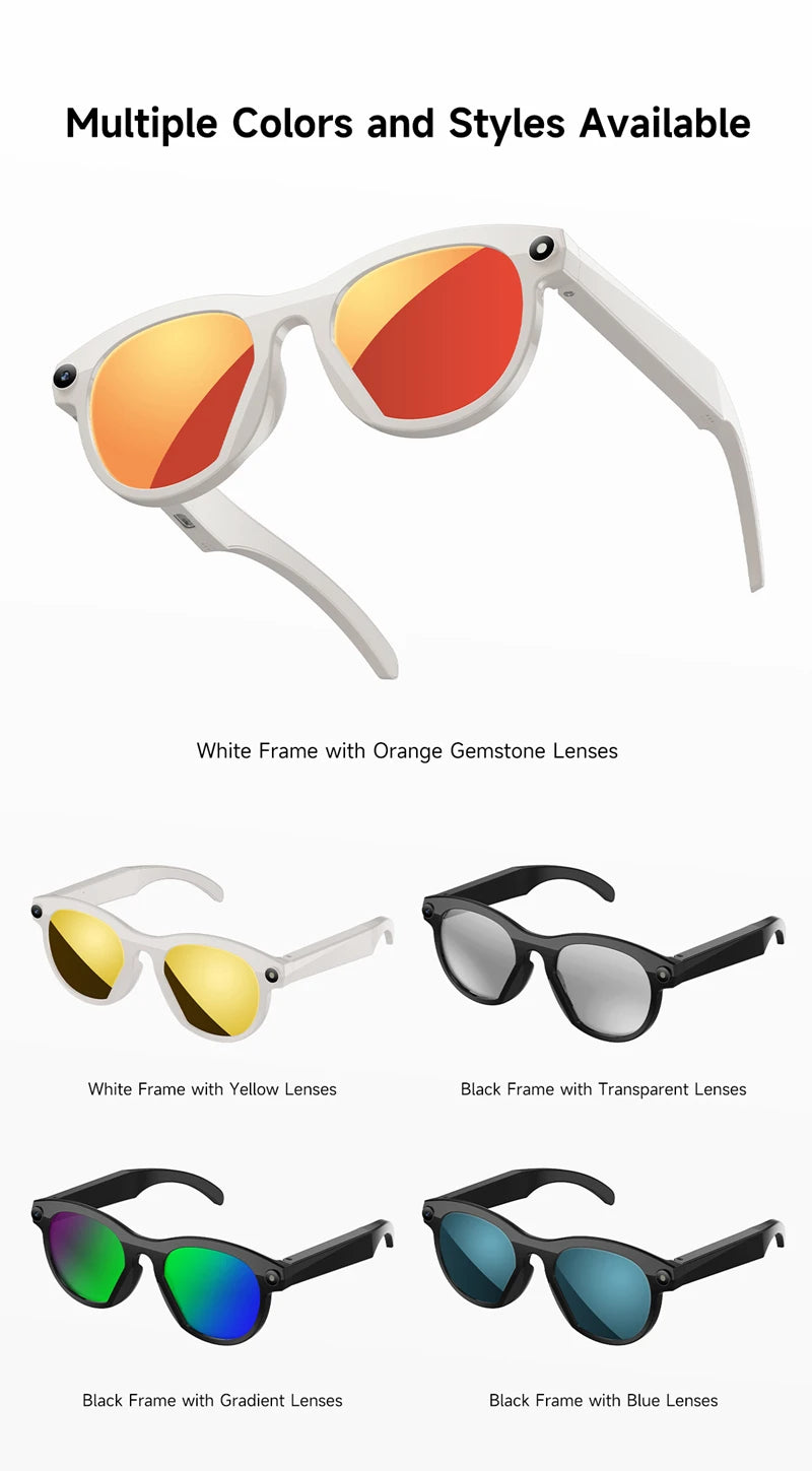 2026 New 500W Pixel Smart Glasses AI Cam Recognition Photography Video Record Bluetooth Call Music Playback Voice Wake Up New