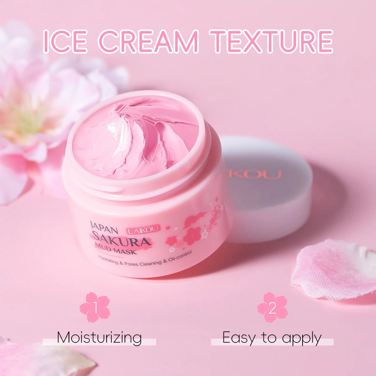 LAIKOU Sakura Clay Mask 25g/90g Deep Cleansing Oil Control Blackhead Removal Moisturizing Brightening Facial Skin Care