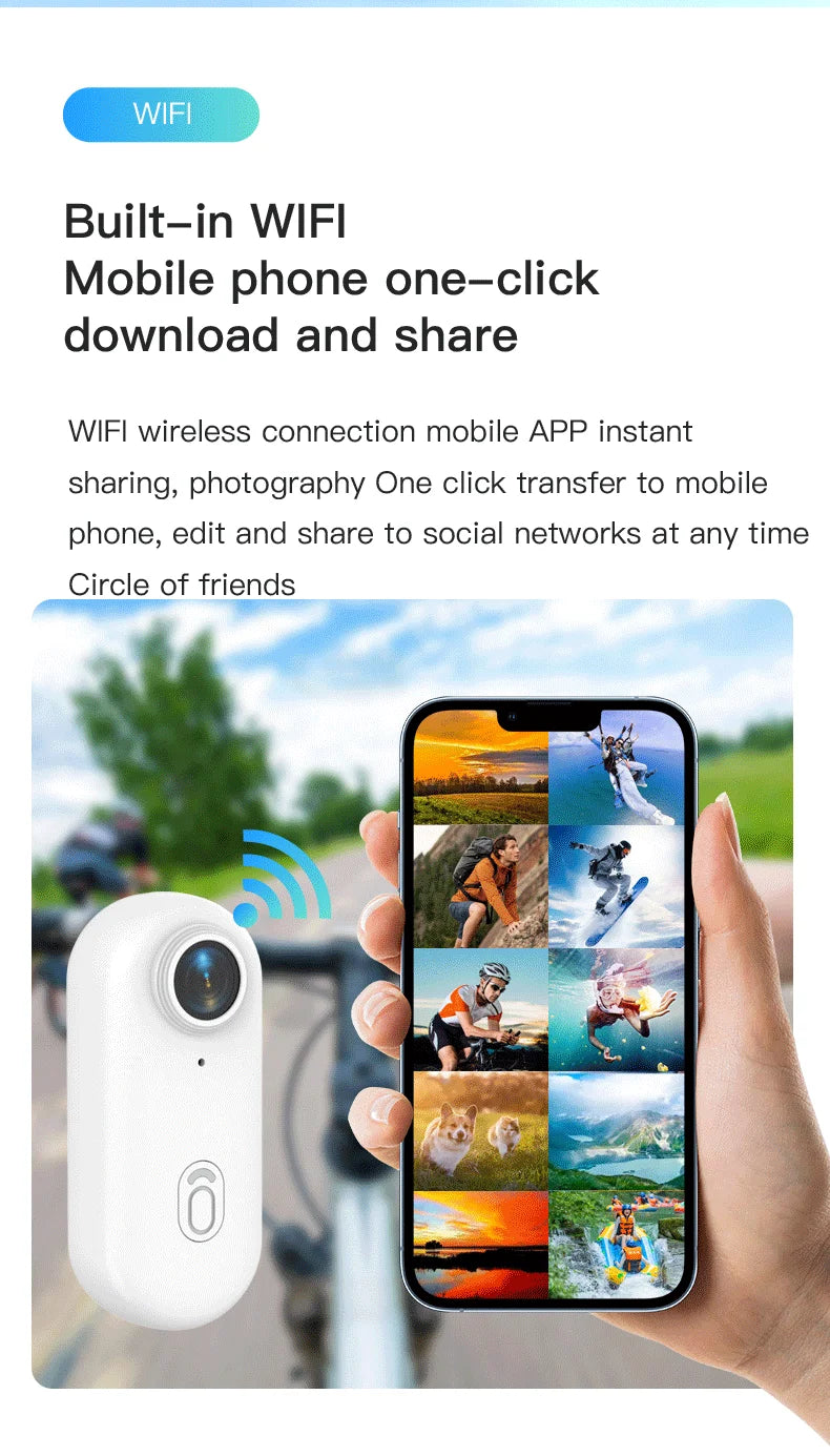 2025 Magnetic 4K POV Cam Small Sports Recorder Helmet Bike Mount Mini Cam Wireless Mic Ultra Portable DV Vlog  Action Recording