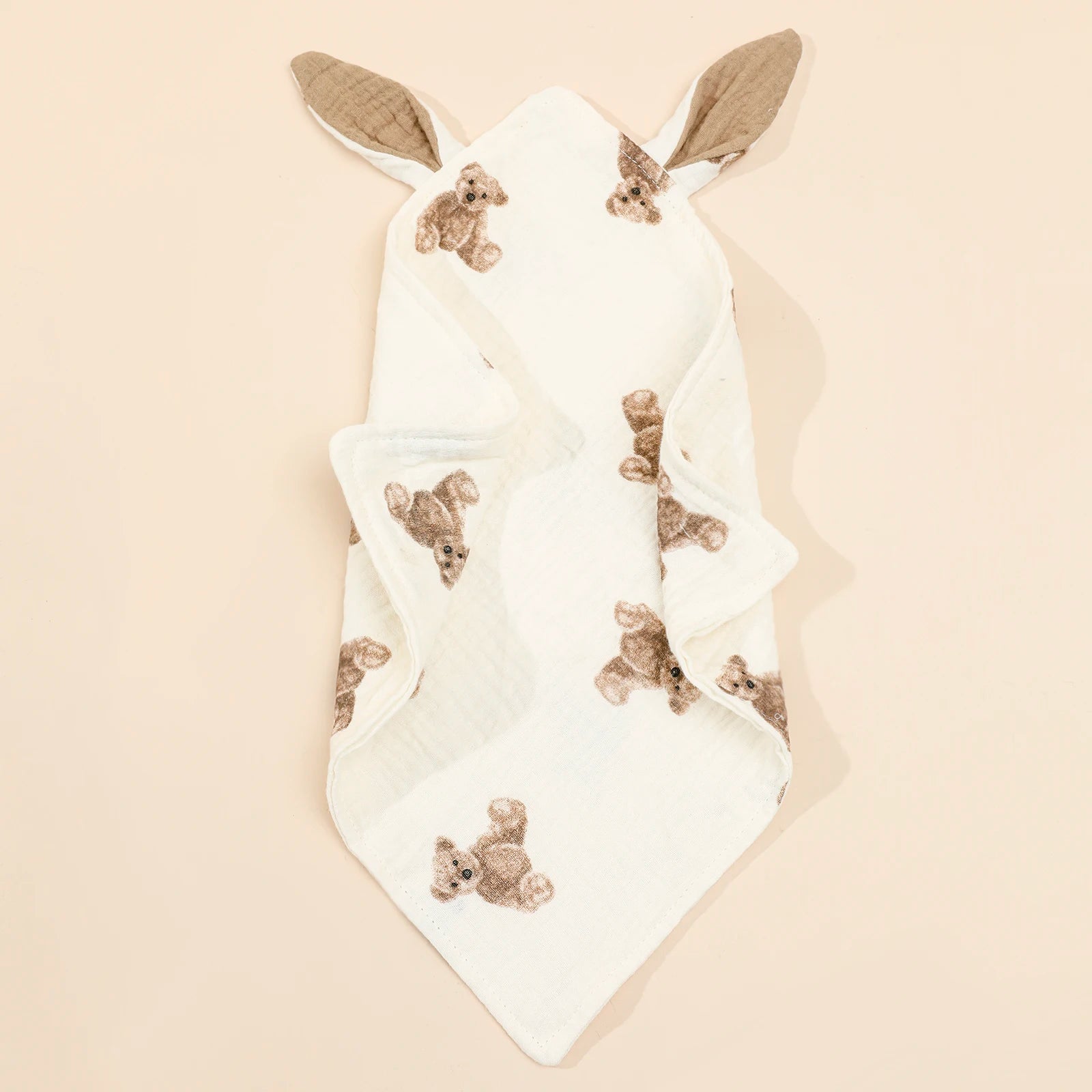 I YAN newborn baby cotton muslin comforter with rabbit ear design, soft double gauze towel for toddlers, bibs, and burp cloths.