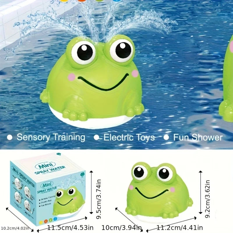 Colorful I YAN cute frog bath toys for toddlers, soft water squirt toys for bathtub, shower, pool, and beach play.
