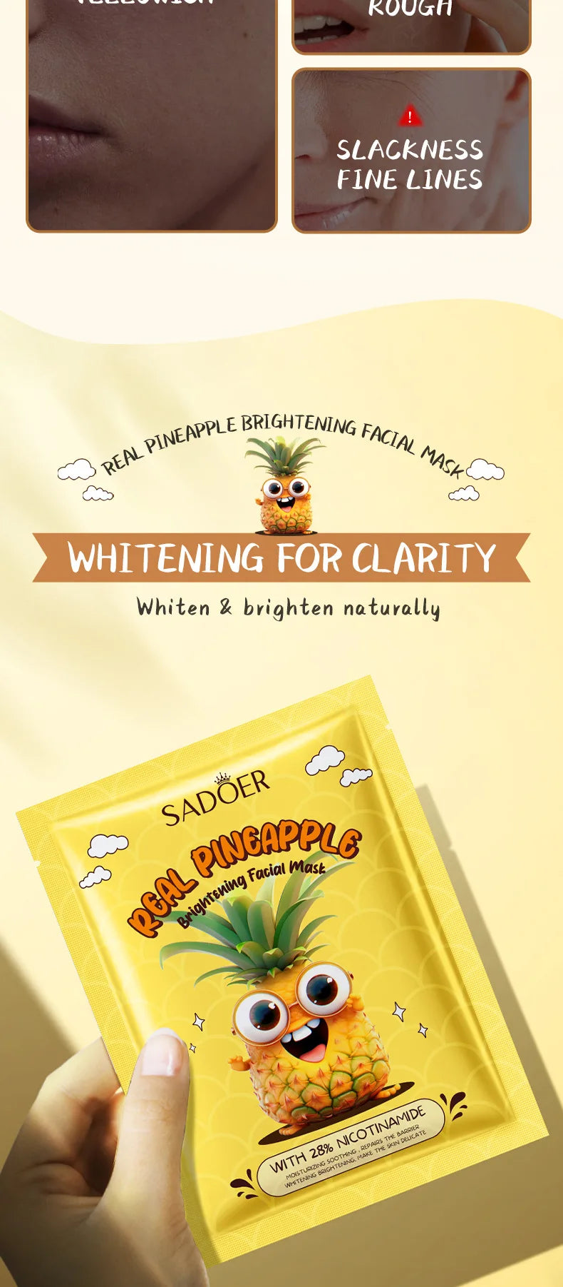 8pcs SADOER Fresh Fruits Face Mask Anti Wrinkle skincare Moisturizing Brightening Firming Hydrating Facial Masks Skin Care