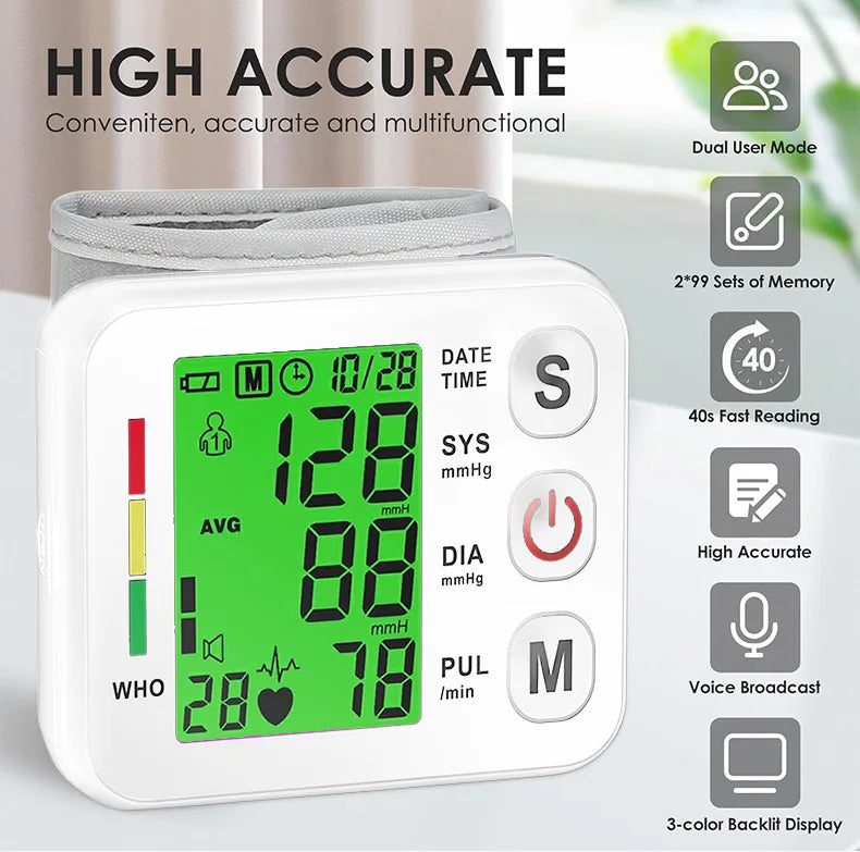 Blood Pressure Digital Wrist Blood Pressure Monitor Medical Upper Automatic Tonometer Meter Pulse Oximeter Forehead thermometer