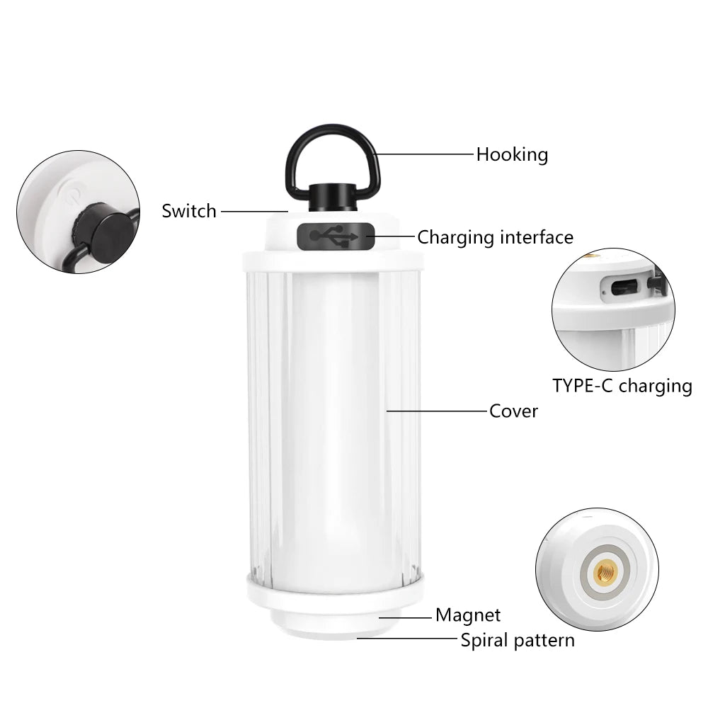NEW USB Rechargeable Flashlight Powerful 3000mAh Mini LED Camping Lanterns Warm White Light Haning 38 Explore Camp Light Outdoor