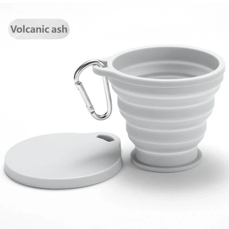 Portable Silicone Folding Cup with Hanging Hole Collapsible Outdoor Water Cup for Camping Hiking Travel