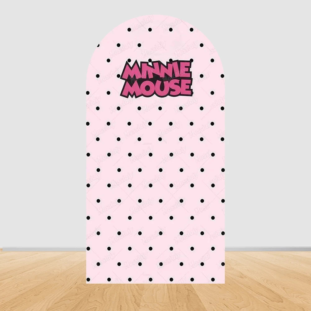 Pink Minnie Arch Background Cover Custom Dot Bow Minnie Photography Backdrop Girl Birthday Party Decoration Portrait Photo Props