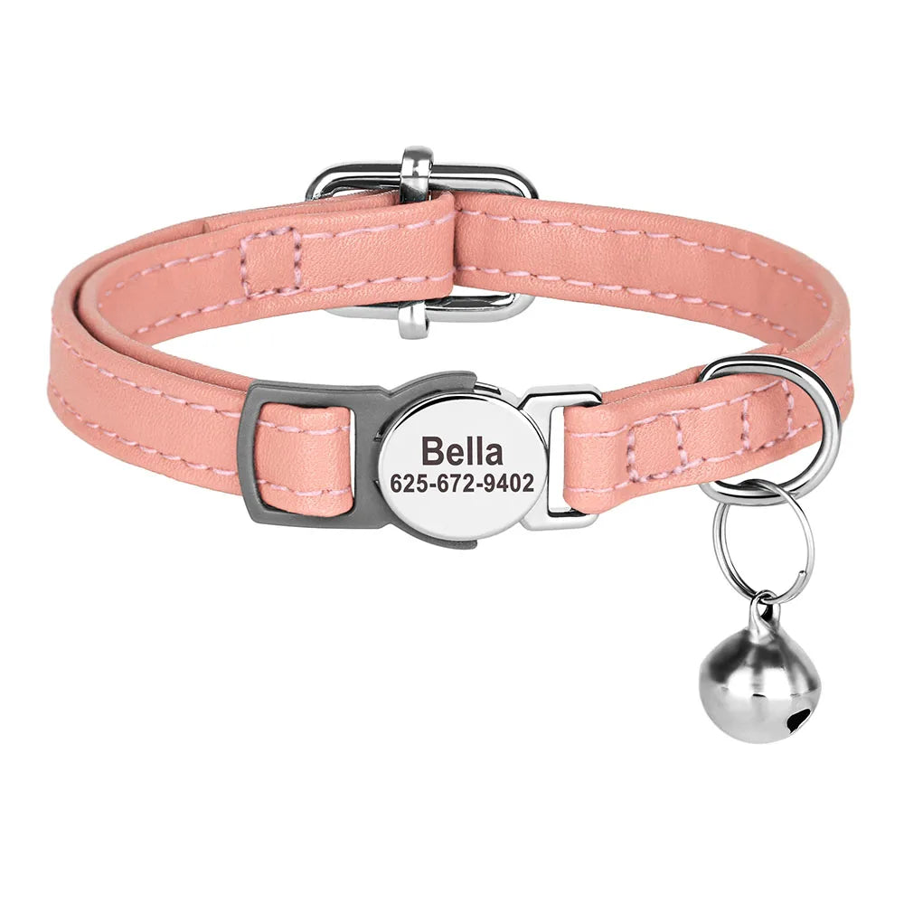 Cute Breakaway Personalized Kitten Cat Collar & Bell Safety Buckle Quick Release Custom Engraved Name ID Tag
