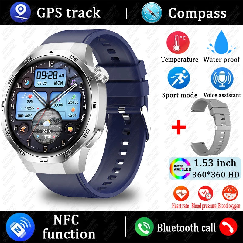 New GT5 Pro Smart Watch Men AMOLED HD Screen GPS NFC Heart Rate Bluetooth Call Watch 5 MAX IP68 Waterproof SmartWatch Man