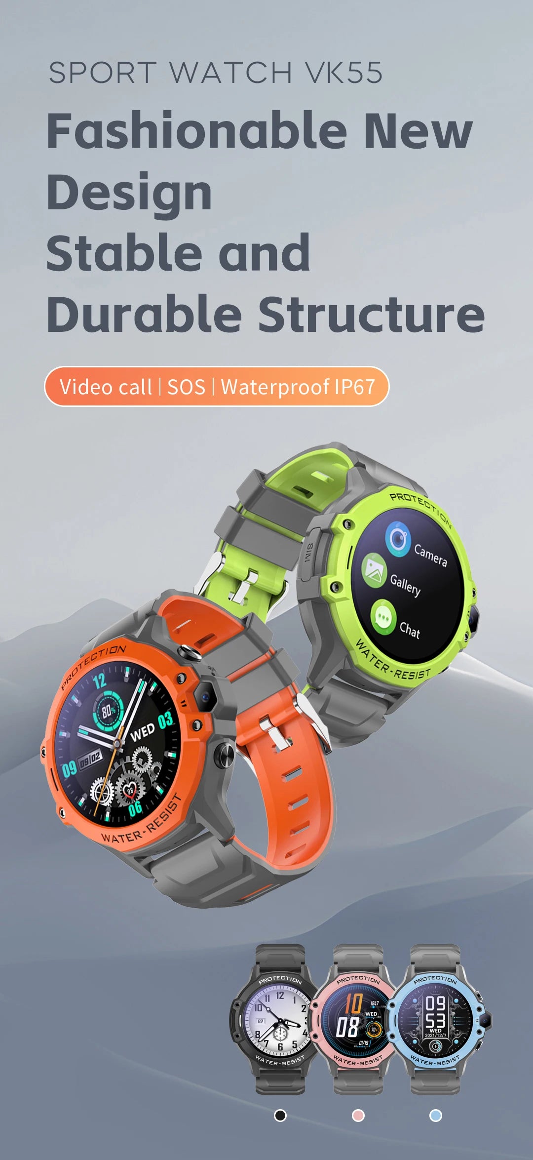VALDUS 2025 New VK55 4G Children Smartwatch SOS Emergency Call GPS Electronic Fence 0.3 Mpix Camera SIM Card Children Smartwatch