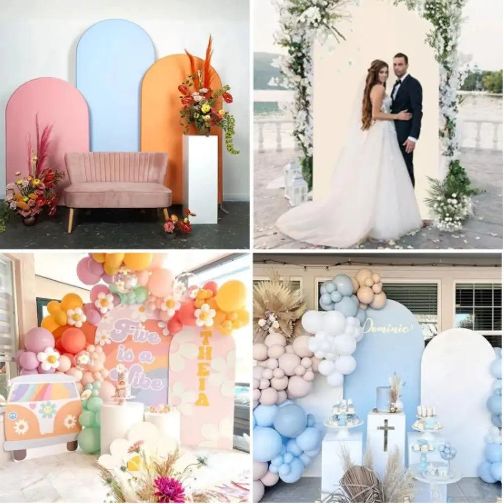 Cartoon big white goose bow arch background customizable baby one-year-old babyshower decorativebackground double-sided printing