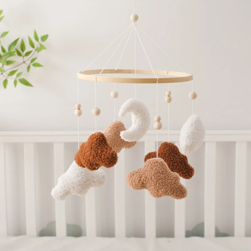 Crochet Stars Baby Crib Mobile – Wooden Bed Bell Hanging Toy for Newborns 0-12M - I YAN