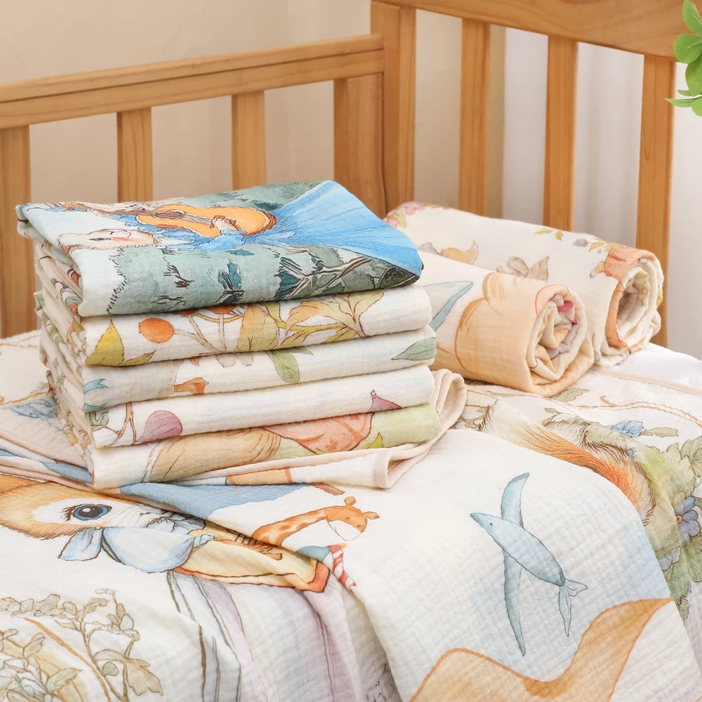 Newborn Baby Bath Towel Class A Pure Cotton Gauze – Soft Absorbent Children's Blanket for All Seasons - I YAN