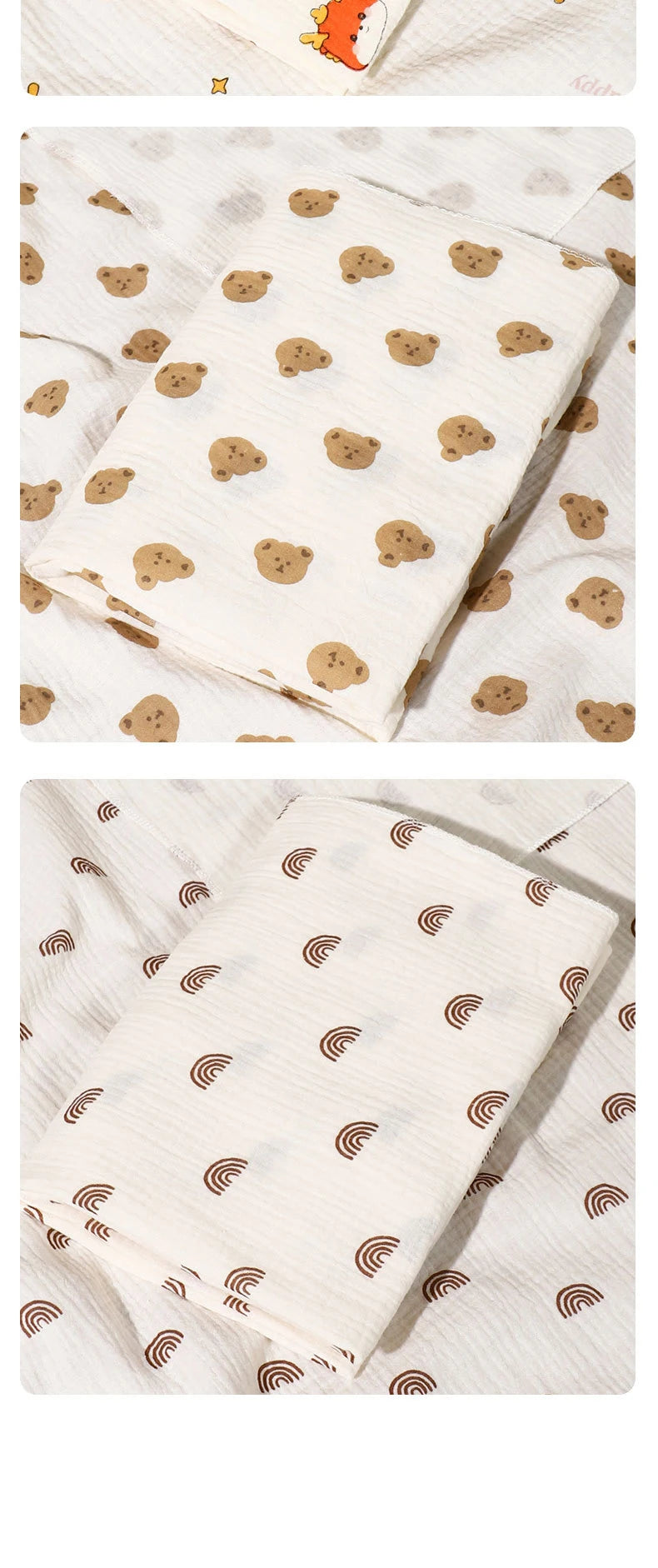 I YAN 2-piece cotton muslin baby receiving blankets, soft swaddle and bath towels for newborns, featuring pink and blue designs.