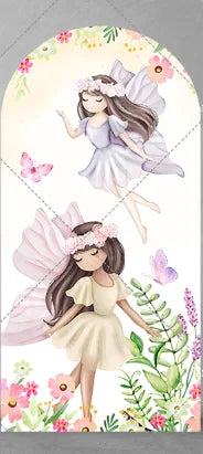 Fairy Girl 1st Birthday Party Arch Backdrop Spring Garden Pink Purple Butterfly Floral Mushroom Door Baby Shower Backgrounds