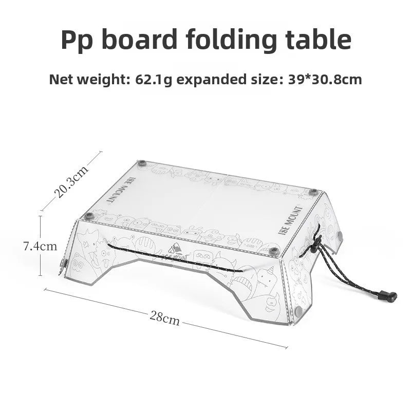 Folding mini Table Small Ultralight Folding PP Camp Table & Tray 97 g | Food-Grade Portable for Camping, Hiking Equipment