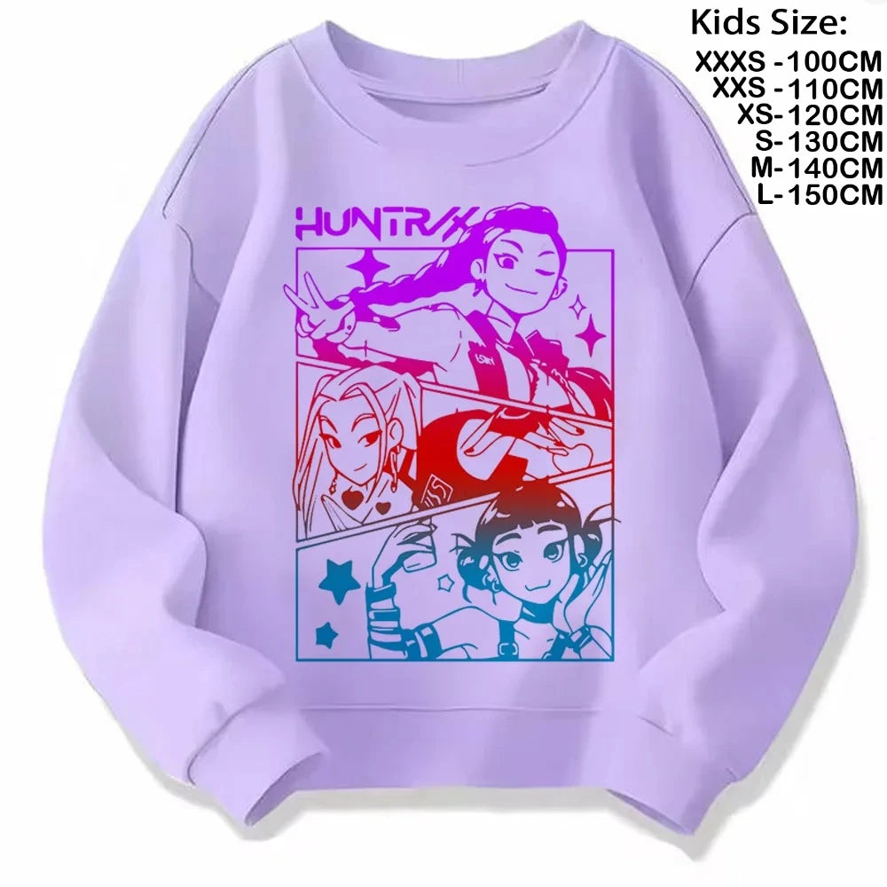 Movie Fans Gift Hoodie Girls Kids Huntrix Kpop Demon Hunters Children's Sweatshirt Cute Tiger Harajuku Hoody for Boys Girls