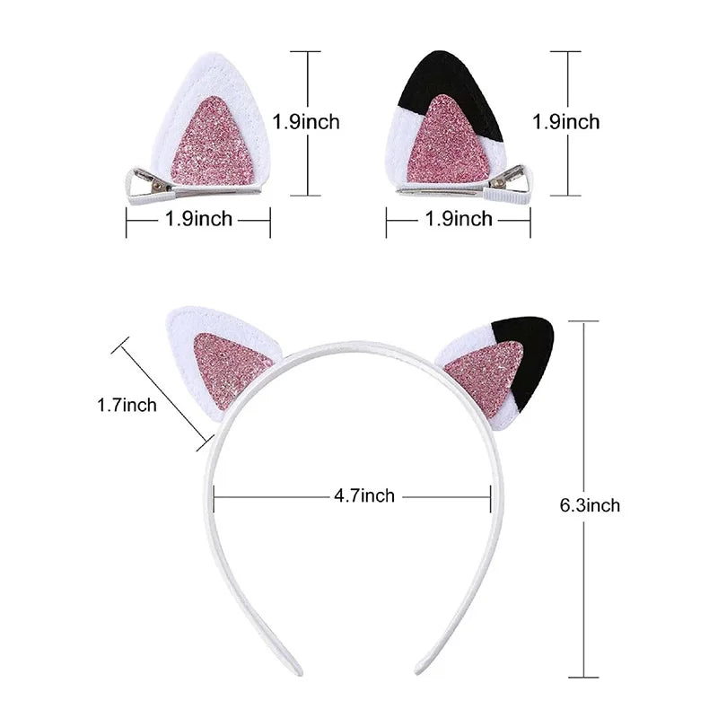 New Girl's Cat Ear Headband Hair Clip Halloween Costume Party Decoration Hair Accessory