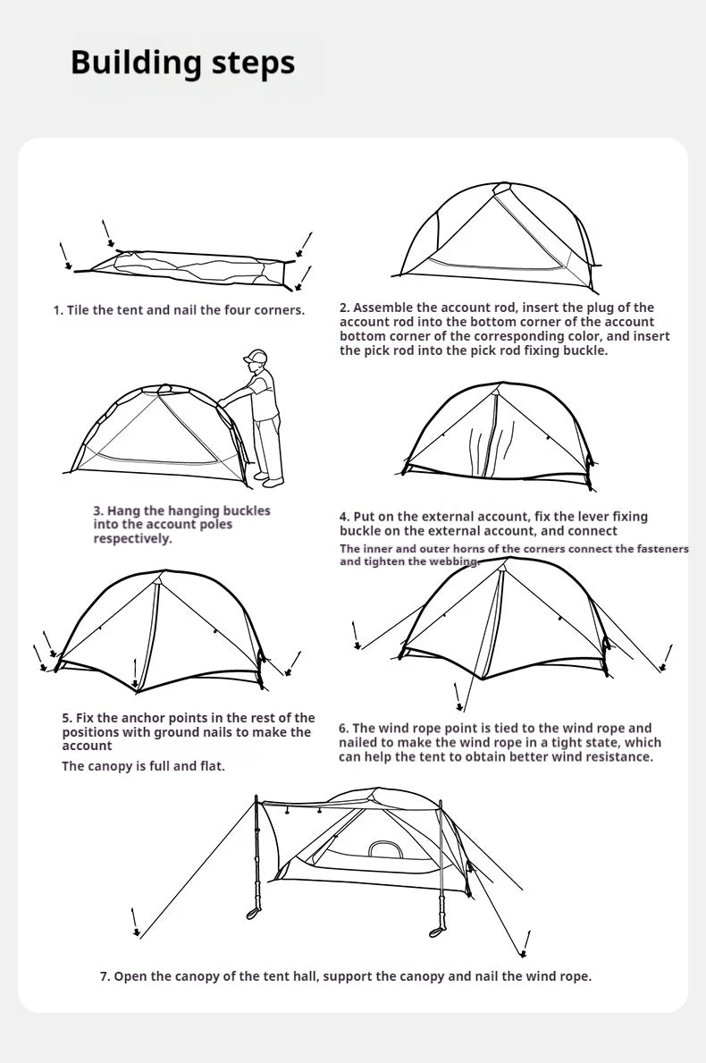 Naturehike 2025 Mongar UL Camping Tent 1-2 People 15D Nylon 3 Season Tent Waterproof Ultralight Portable Outdoor Tent With Mat