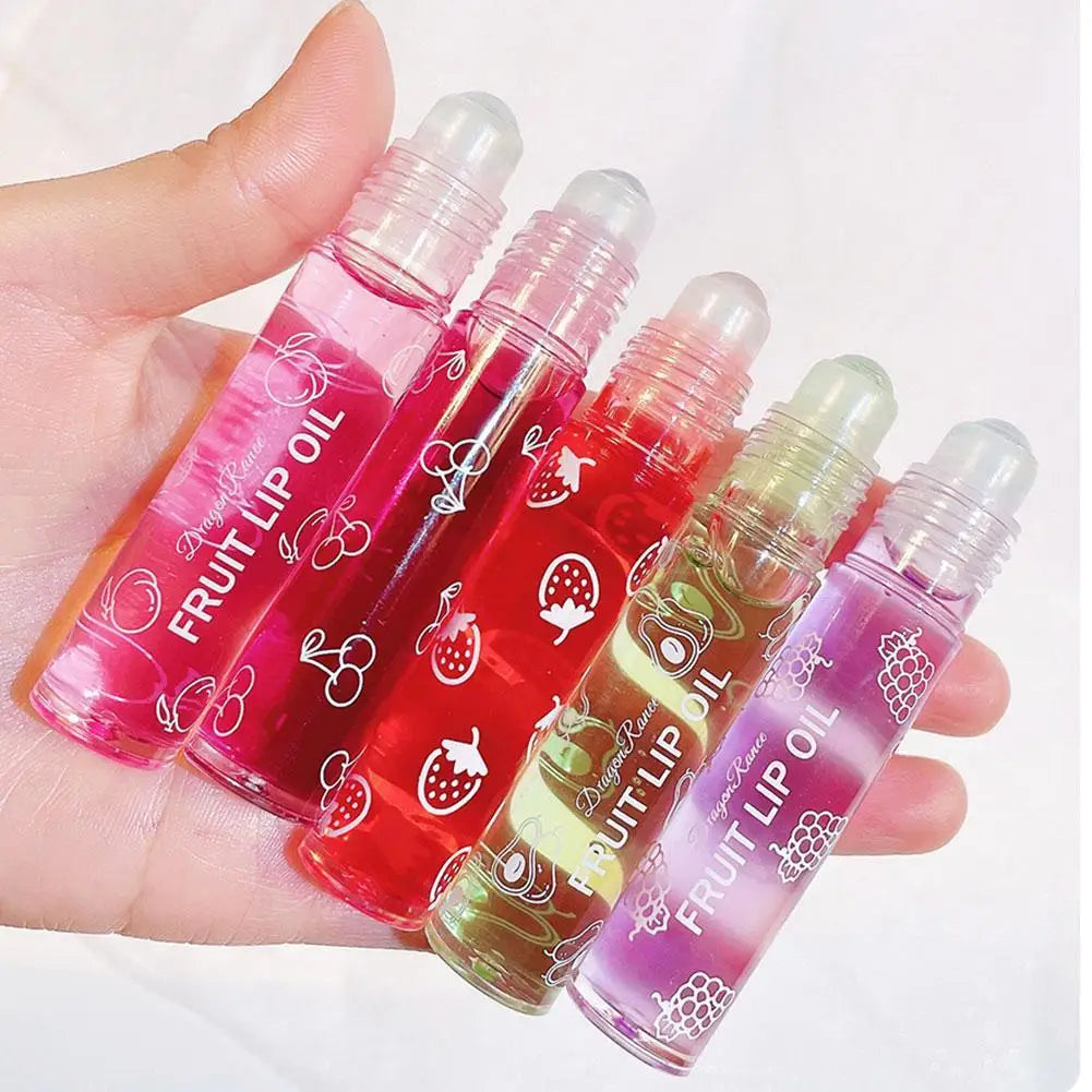 6 Colors Roll-on Fruit Essence Lip Balm LIP Gloss Fruity Lip Oil Gloss Moisturizing Lip Balm Transparent Lip Oil Mirror Randomly